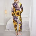 thumbnail image 3 of Bingfone Womens Pajama Sets Daisy Sunflower Lazy Cat Print,Long Sleeve Loungewear Pajamas Set-Large, 3 of 8