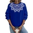thumbnail image 1 of Innerwin Pull à Manches Longues pour Femmes Chandail en Molleton d'Hiver Imprimé Ethnique Chaud Bleu S, 1 of 2