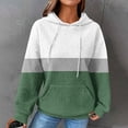 thumbnail image 2 of HAPIMO Women's Casual Cotton Linen Loose Waffle Shirts with Pockets Crew Neck Pullovers Drawstring Color Block Tops Fashion Long Sleeve Hoodies Sweatshirts Outfits Green S, 2 of 6
