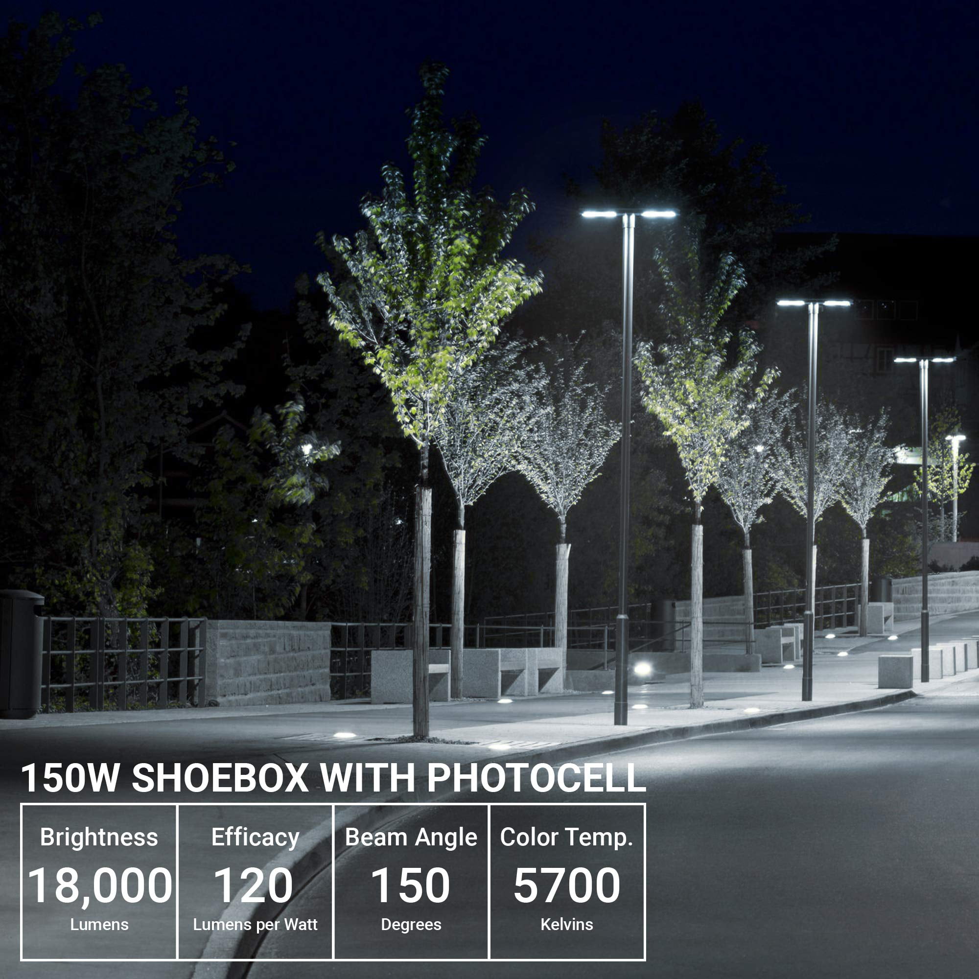 Hyperikon Shoebox HS Pole Light Parking Lot Area Lighting 150W 5000K 