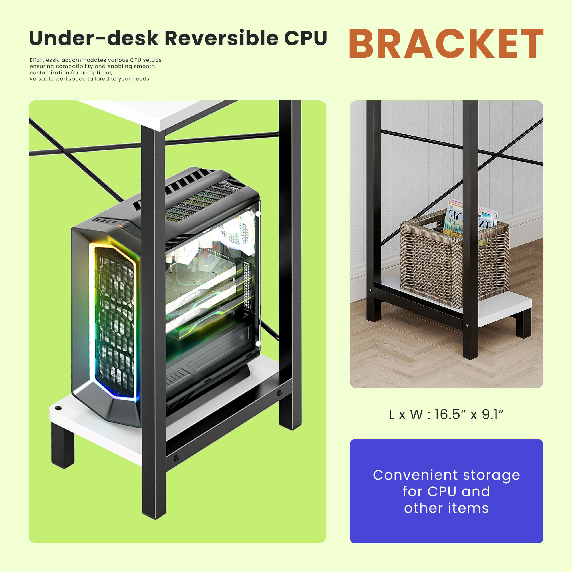 MAYEERTY 49-Inch L Shaped Computer Desk, Corner Gaming Desk with CPU Stand and Side Bag for Home Office Dorm