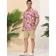 thumbnail image 4 of Camisa de Playa de Verano Lars Amadeus Estampado Irregular Rojo Blanco L, 4 of 6