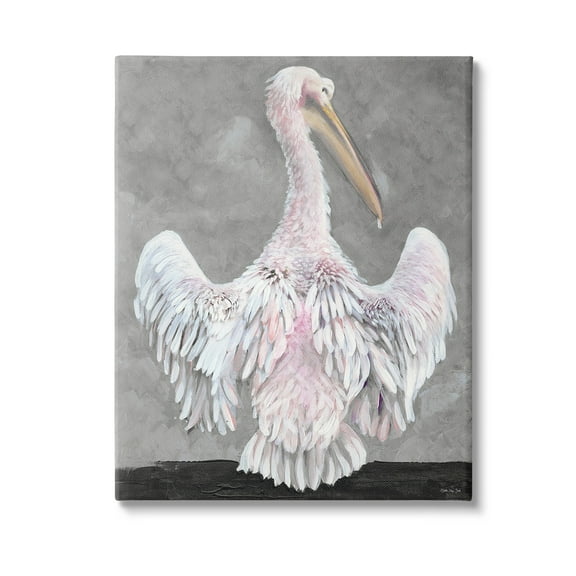 Stupell Industries Pelican Flapping Wings Animals & Insects Painting Gallery Wrapped Canvas Art Print Wall Art, 16 x 20