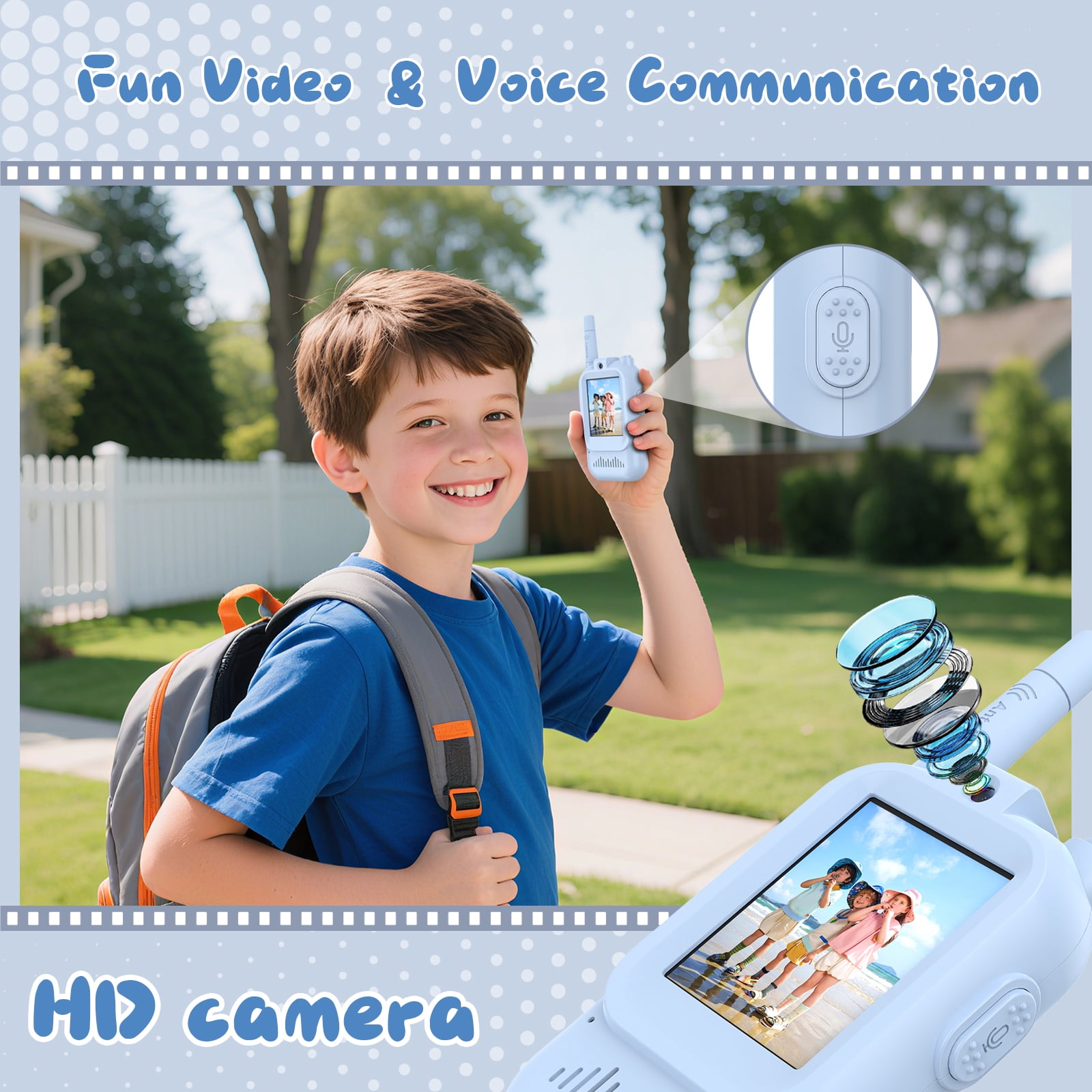 Video Walkie Talkie Toys for Age 3-12 Boys Girls, 2 Pack Rechargeable Walkie Talkies with Screen,Long Range 2 Way Radio with Voice changing, Christmas Birthday Gifts for Kids Indoor Outdoor Camping