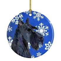 Carolines Treasures SS4667-CO1 Scottish Terrier Winter Snowflakes Holiday Ceramic Ornament 3 in multicolor