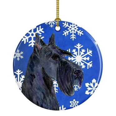Carolines Treasures SS4667-CO1 Scottish Terrier Winter Snowflakes Holiday Ceramic Ornament 3 in multicolor