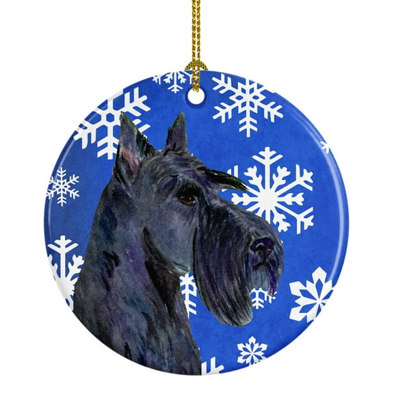 Carolines Treasures SS4667-CO1 Scottish Terrier Winter Snowflakes Holiday Ceramic Ornament 3 in multicolor