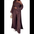 thumbnail image 1 of Conjunto Deportivo de Piezas para Mujer, de Otoño, para Estar en Casa, con Camiseta de Larga y Pantalón Deportivo de Cintura Alta Marrón Oscuro S, 1 of 10