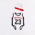 thumbnail image 2 of Toimothcn Toddler Baby Boys Romper Jumpsuit Sleeveless Casual Basketball Number 23 Printed Romper With Hat Soft Loose Fit Soprts Jumpsuit Leisure Kids Clothes, 2 of 4