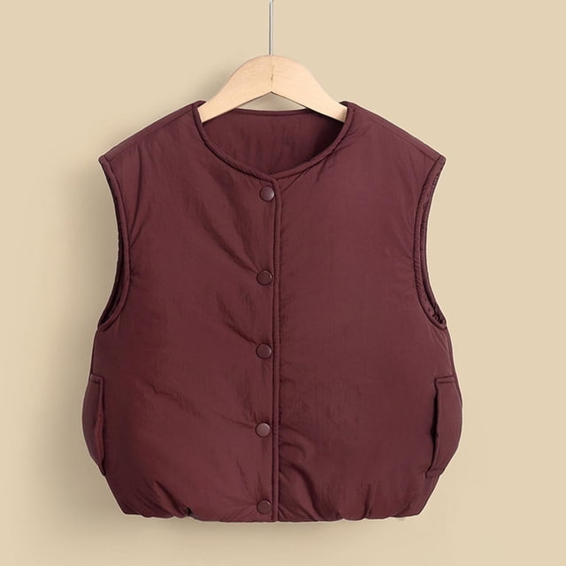 LOVZFMLL Vestes pour Filles Veste Décontractée Sans Manches à Capuche Unie pour Enfants 3-4 Ans