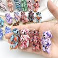thumbnail image 4 of 10 piezas de mini osos de peluche articulados de 4,5 cm/3,5 cm, lindo oso de peluche a cuadros con diseño floral, muñeco de peluche para niña, llavero DIY, bolsa, colgante, accesorios, 4 of 5