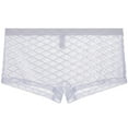 thumbnail image 4 of Yaoyar Mens Solid Color Mesh Elastic Waist Summer Underwear Base Layer Boxer Briefs Stretch Soft Fabric Boxer Briefs For Men Lightweight Breathable Design Underwear Boxer Briefs,White,M, 4 of 6