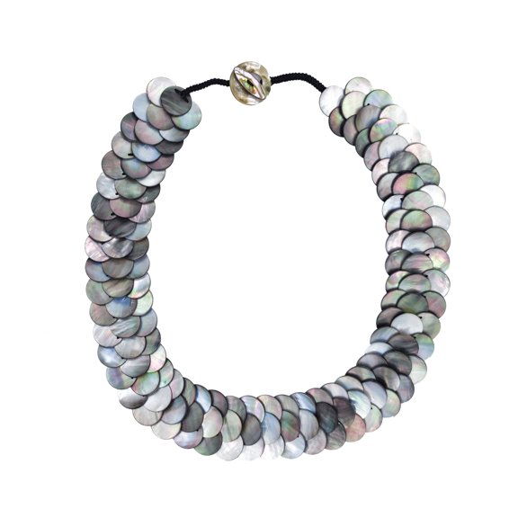 V3 Jewelry® Coin Shape Black Shell Necklace with Toggle Clasp for Women