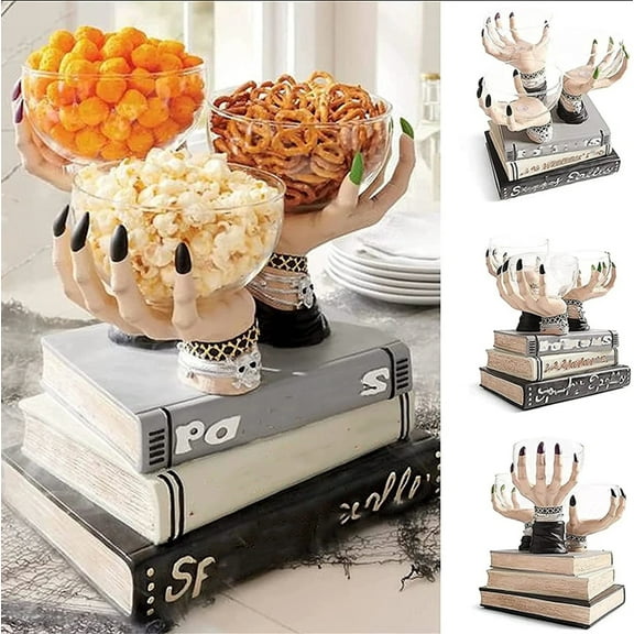 Staron Halloween Resin Witch Hand Snack (Black), Halloween Resin Witch Hand Snack Bowl Holders Decoration Can Hold Snacks Halloween Candy Bowl Holders