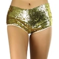 thumbnail image 4 of ToBeInStyle Womens Sequined Shiny Sparkly Bling Booty Dance Shorts - Gold, 4 of 7
