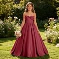 thumbnail image 5 of Shihyeh Girls Strapless Satin Ball Gown With Bow Flower Girl Dress For Wedding Bridesmaid Pageant Birthday Party Floor Length A-Line Dress For Kids Teens, 5 of 9
