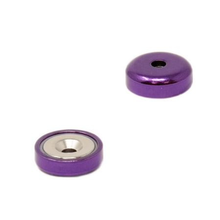 

N42 Neodymium A Type Pot Magnet - 16mm dia - 21.16lbs Pull - Purple (Pack of 1)