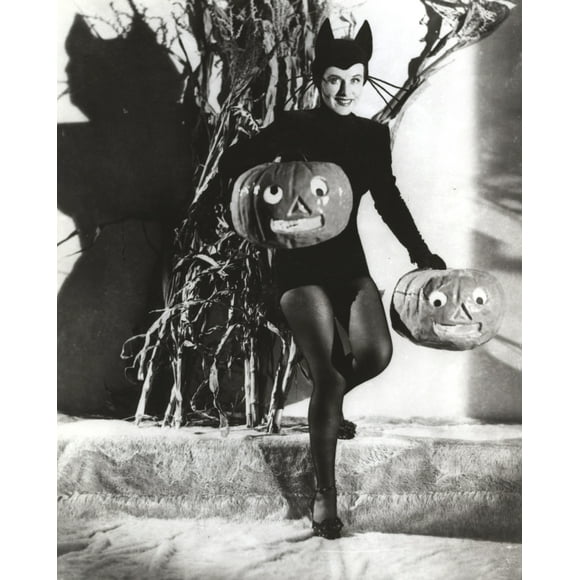 Paulette Goddard Posed with Pumpkin Photo Print (8 x 10)
