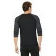 thumbnail image 3 of Men's 3/4 Sleeve Crew Neck Baseball Shirt, Casual Dynamic Cotton Raglan T Shirts, Charcoal Gray/Black XL, 1 Pack, 3 of 7