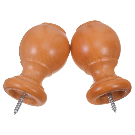 ETEREAUTY Roman Style Wood Curtain Rod Finials, Natural Khaki , Set of 2 Decorative Drapery Accessories