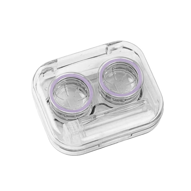 Purple Plastic Contacts Lens Case Portable Travel Storage Box Compact Holder Daily Travel Use