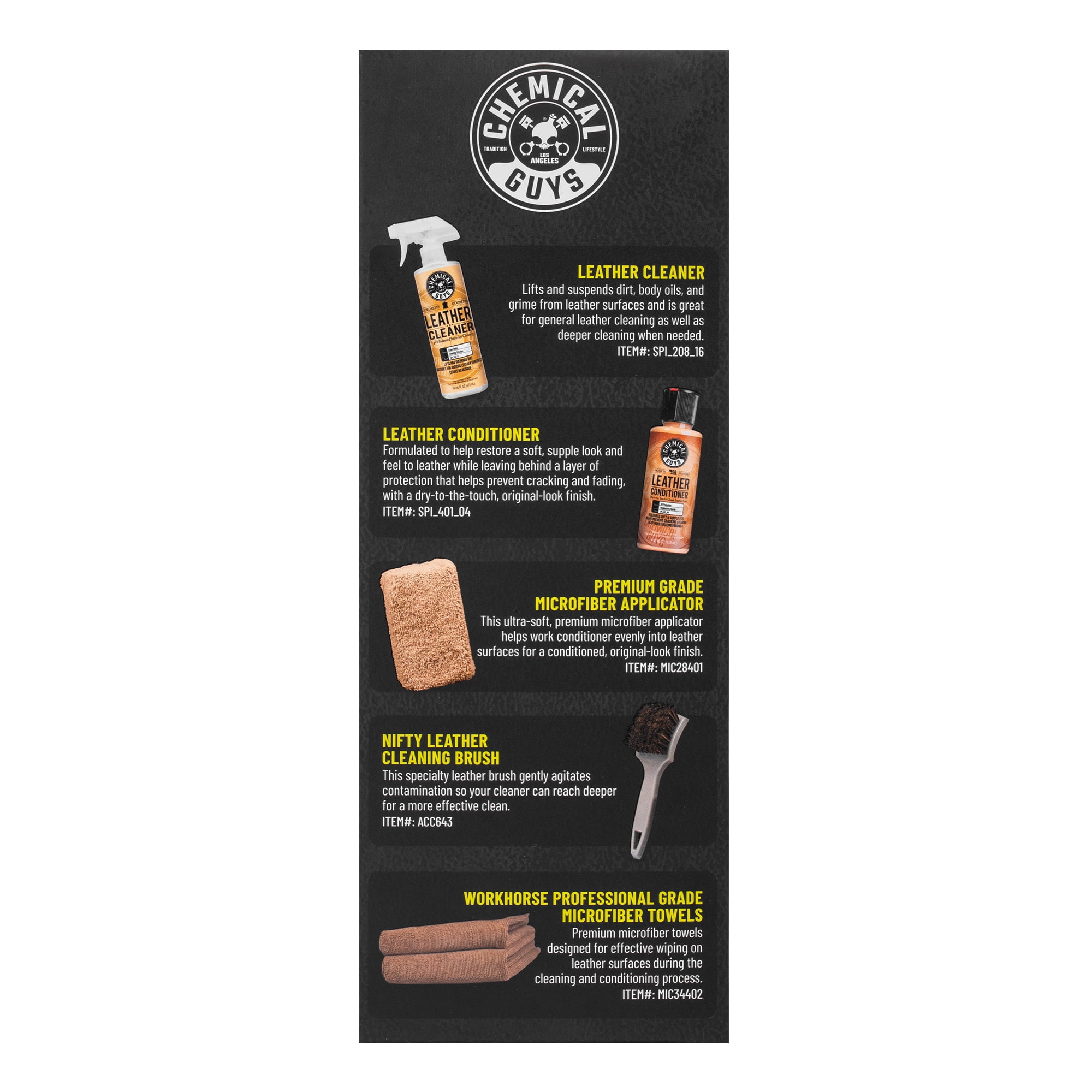 Chemical Guys Leather Care Essentials Kit, 6 Items Included