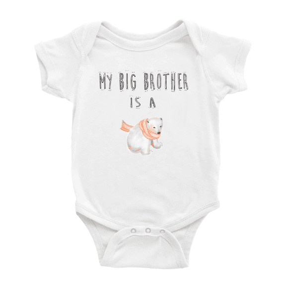 My Big Brother Is A Polar Bear Funny Infant Boys Girl Baby Bodysuit