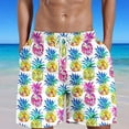 thumbnail image 2 of Dovford Swimming Shorts for Men Swimsuit Board Shorts Pineapple Print with Pockets Regular Fit Pull-on Drawstring Nylon Board Shorts, 2 of 5