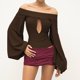 thumbnail image 5 of Sudaderas con capucha cómodas,Blusa hueca de verano para mujer, color liso, con mangas farol, de poliéster, ideal para el hogar, sopatenor, 5 of 7