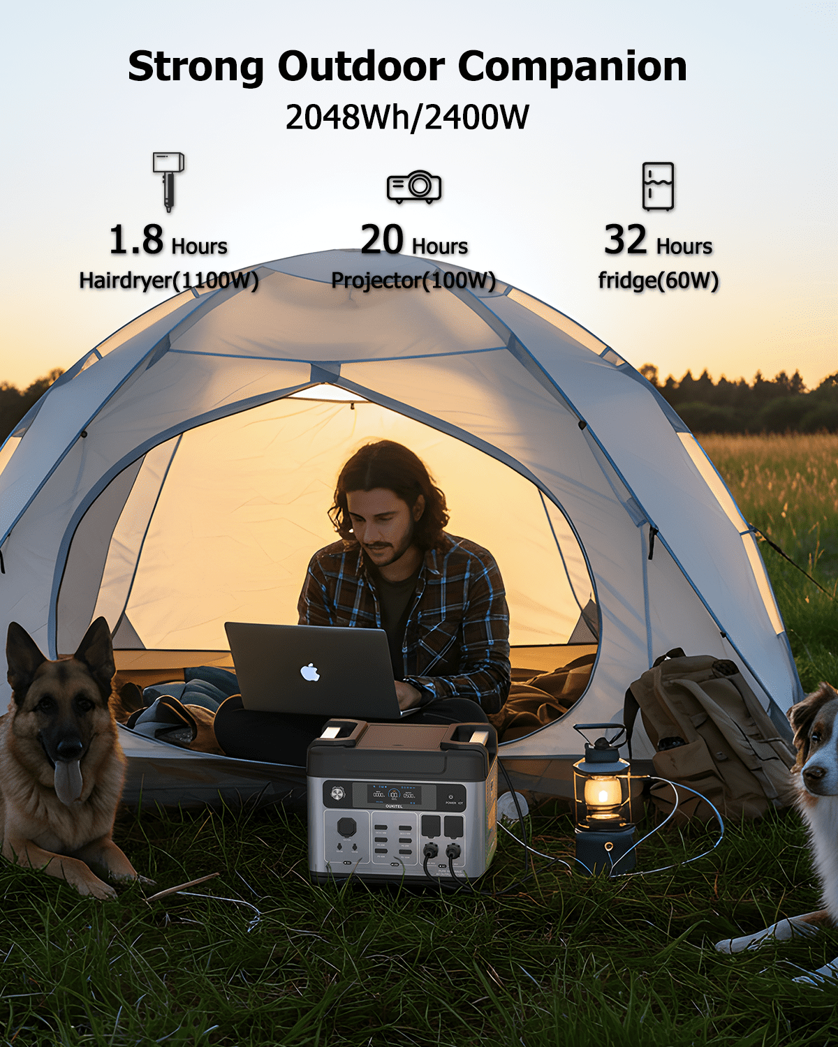 OSCAL PowerMax 1800 Solar Generator with 200W Solar Panels, 1024Wh LiFePO4 Battery, 1800W (3200W Surge) Portable Power Station, 700W Fast AC Charging, APP Control, 11 Outlets for Home, RV & Camping