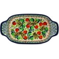 thumbnail image 2 of Polish Pottery Small Serving Dish or Baker (Red And Green Berries Theme) Hand Painted in Boleslawiec, Poland + Certificate of Authenticity, 2 of 6