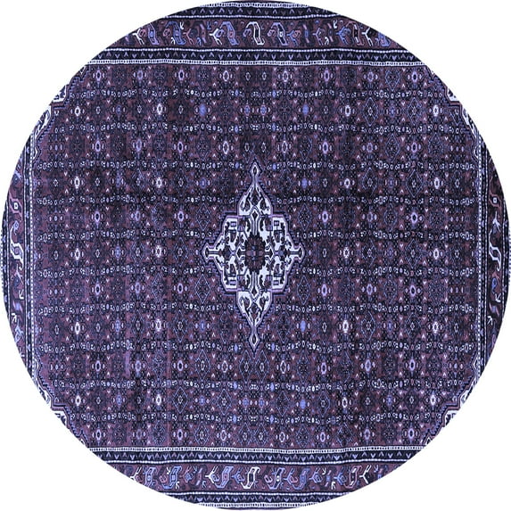 Ahgly Company Machine Washable Indoor Round Persian Blue Traditional Area Rugs, 5' Round