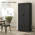 thumbnail image 3 of HOMCOM 69" Tall Kitchen Pantry Storage Cabinet, Farmhouse Freestanding Pantry Cabinet with 2 Doors, Drawer and Adjustable Shelves for Dining Room, Black, 3 of 6