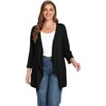thumbnail image 2 of Daystry Plus Size Cardigan for Women 3/4 Sleeve Casual Open Front Light Cardigan Black-3X, 2 of 9