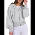 thumbnail image 2 of Sudaderas con Capucha y Cremallera para Mujer, Sudaderas , Casuales, Cómodas y Bonitas, Chaquetas con Cremallera, Conjuntos de Otoño A . Gris XL, 2 of 10