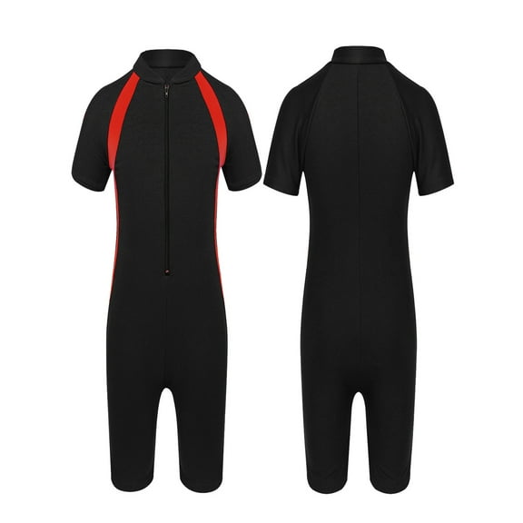 Alvivi Girls One-piece Rash Guard Zippered Shorty Wetsuit Swimsuit Short Sleeves Swimwear 8-16