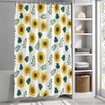 thumbnail image 6 of Spring Sunflowers Small Stall Shower Curtain, Waterproof Shower Curtains for Bathroom, Green Leaves Yellow Floral Rustic Botanical Washable Fabric Bath Curtain for Bathtub with Hooks 36x78 Inches, 6 of 9