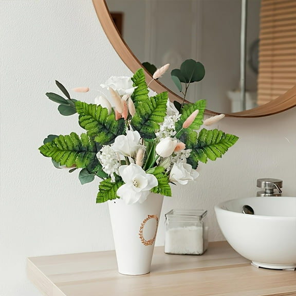 Cadorn Artificial Fern 7-Branch Persian Leaves - Lifelike Fake Greenery for Home Decor, Wedding Background, Plant Wall Accessories - 10PCS per Pack