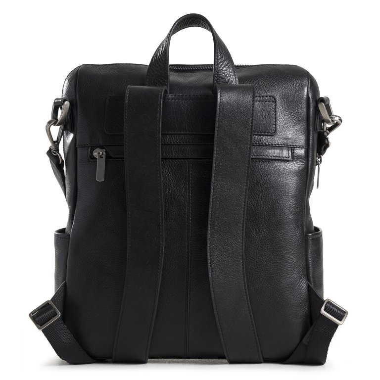 VELEZ Black Top Grain Leather Mini Backpack For Women Small  display picture 3