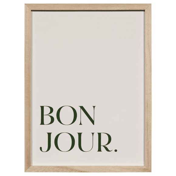 Bouclair Bonjour Vert Art Encadré Imprimé 11,8 X 15,7 Po (30 X 40 cm)