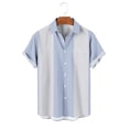 thumbnail image 5 of ZRGHAOYLQ Mens Retro Bowling Striped Shirts Big and Tall Button Up Shirt Short Sleeve Cuban Collar Casual Tops Lightweight Summer Shirt for Beach Vacation Daily Wear, 5 of 7