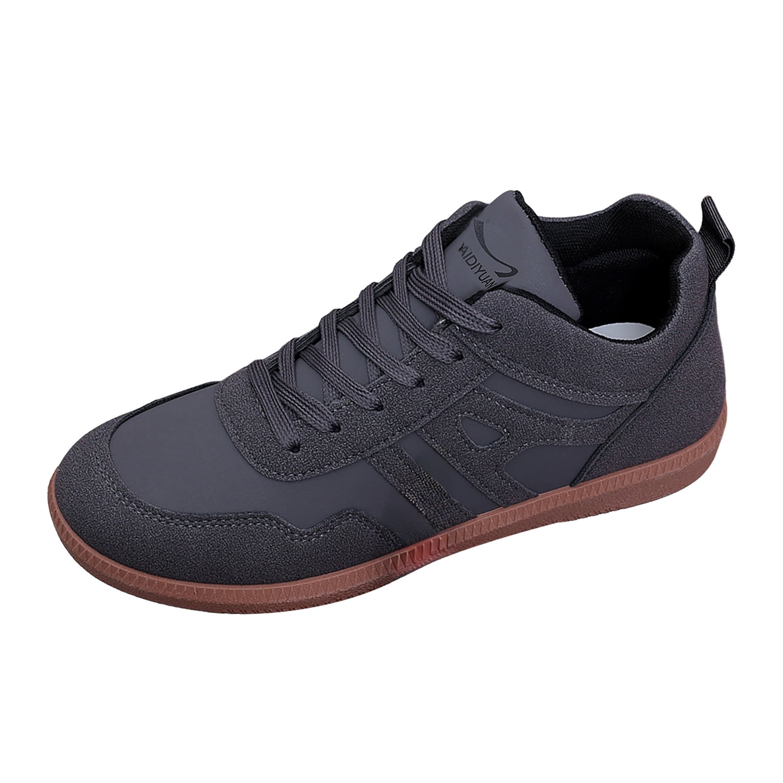 Sneakers for Women Lace up Classic Retro Trainers Tennis Shoes Trendy Splice Suede Flat Walking Shoes Casual Nonslip Footwear Gray Size 6