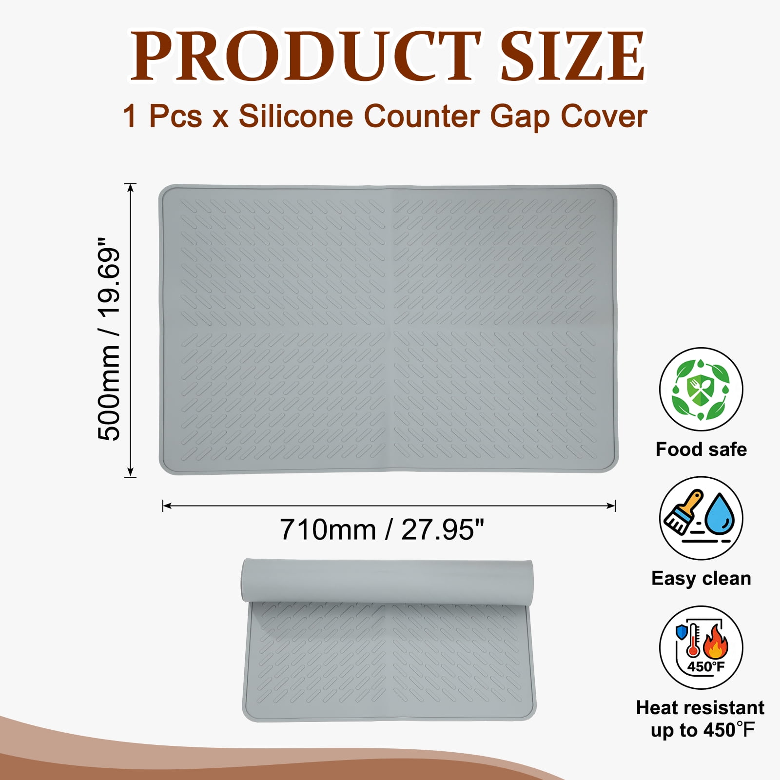 Uxcell Stove Top Covers for Electric Stove, 28 x 20 Inch Silicone Cooktop Protector Waterproof Oven Cover Dish Drying Diagonal Stripes Mats for Kitchen Glass Top, Stovetop, Oven, Grey