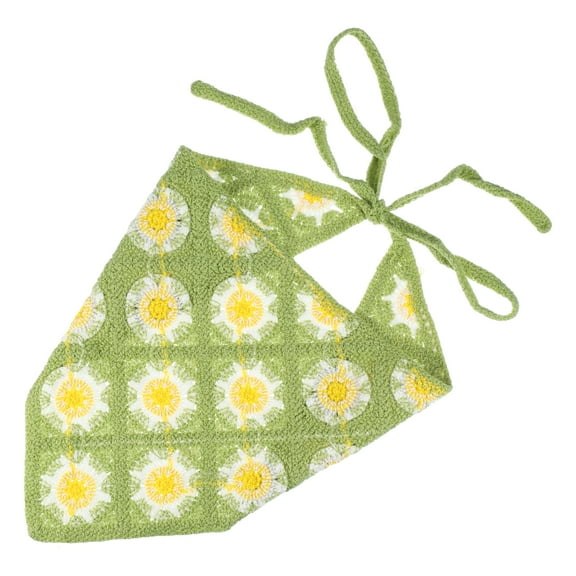 Unique Bargains 1 Pc Fashion Knitted Hollow Triangle Headwrap for Women for Girls 20.08"x9.84" Green