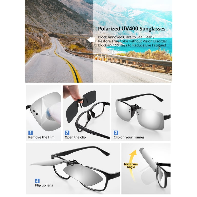 Tinhao Polarized Clip-On Sunglasses, Flip-Up UV400 photo 5