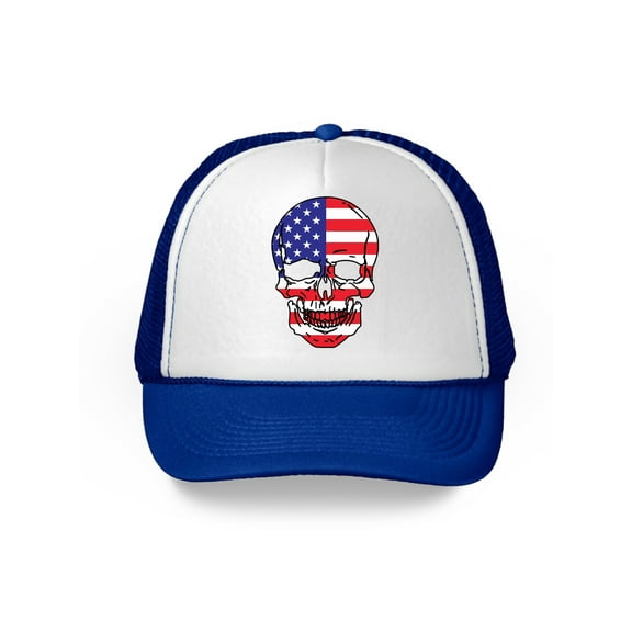 Awkward Styles Skull Trucker Hat USA Flag Hat Skull 4th of July Patriotic Gifts American Flag Hat USA Baseball Cap Patriotic Hat American Flag Men Women 4th of July Hat 4th of July Accessories