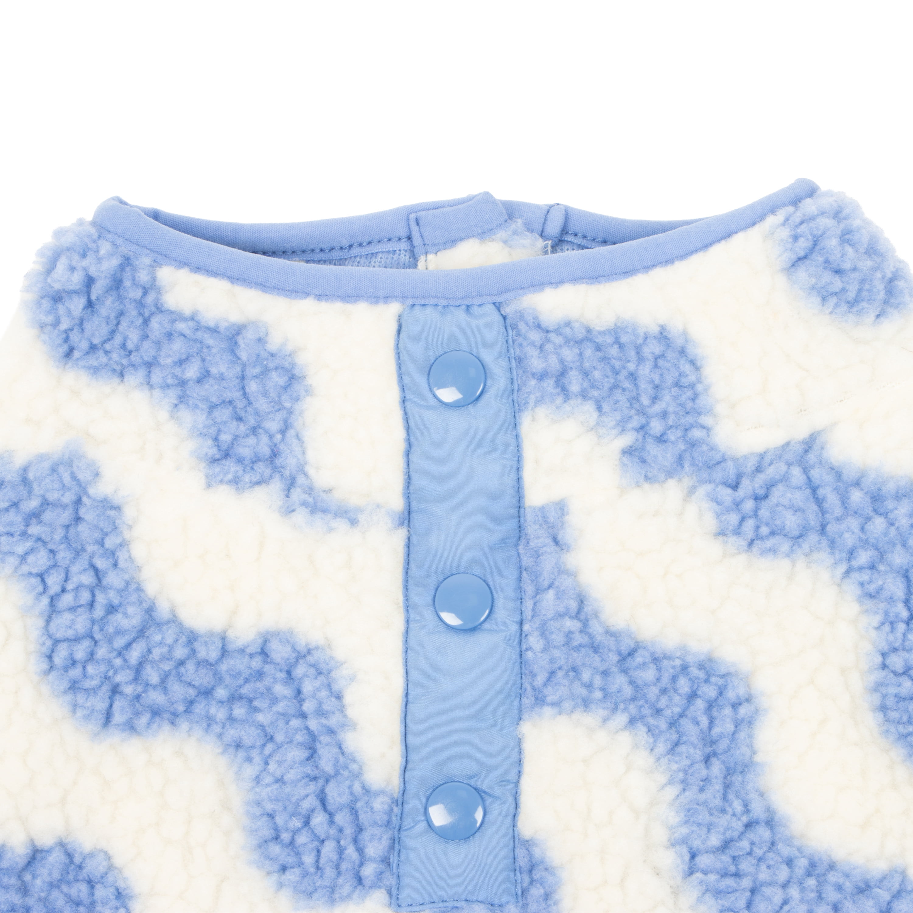 Oodles Wavy Stripes Fall Sherpa Dog Jacket, Blue, Medium