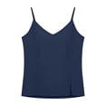 thumbnail image 6 of SSZMDLB Women Sleeveless Tank Tops V Neck Summer Basic Tee Casual Soft Cotton Shirt Vest Camisole Solid Color Vacation Outfits Workout Clothes, Navy 2XL, 6 of 7