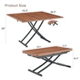 thumbnail image 2 of 4 in 1 Folding Dining Table, Modern Coffee Table with Walnut Textured Desktop & Black Metal Legs, Multifunctional Office Table, Rectangular Dressing Table for Living Room, Dining Room, Office, 2 of 9