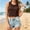 Brown, variant on Women's Solid Color Slim‑Fit Sleeveless Crop Tank Top, Round Neck Casual Style for Summer Layering and Minimalist Daily Outfits Army Green M